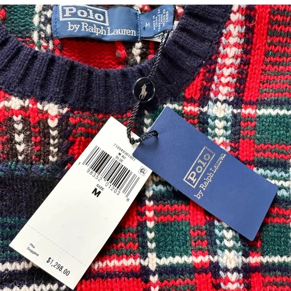POLO RALPH LAUREN NWT
Wool-Blend Patchwork Plaid Sweater in Sz M - Picture 5 of 12